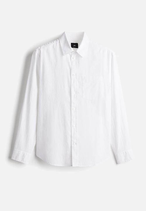 H&M - Regular fit linen-blend shirt - white