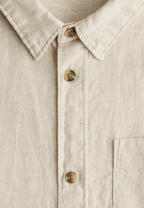 H&M - Linen-blend shirt -  light beige 