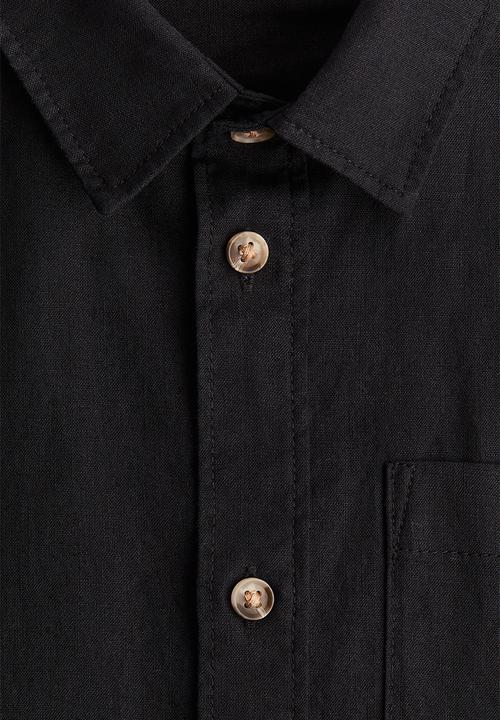 H&M - Linen-blend shirt - black