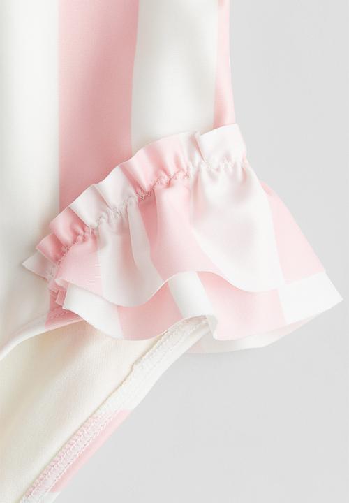 H&M - Printed flounce-trimmed swimsuit -  - pink/bluey