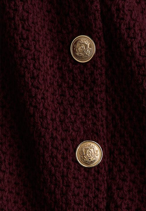 H&M - Textured-knit cardigan - burgundy