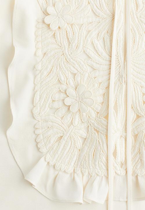 H&M - Embroidered blouse - cream