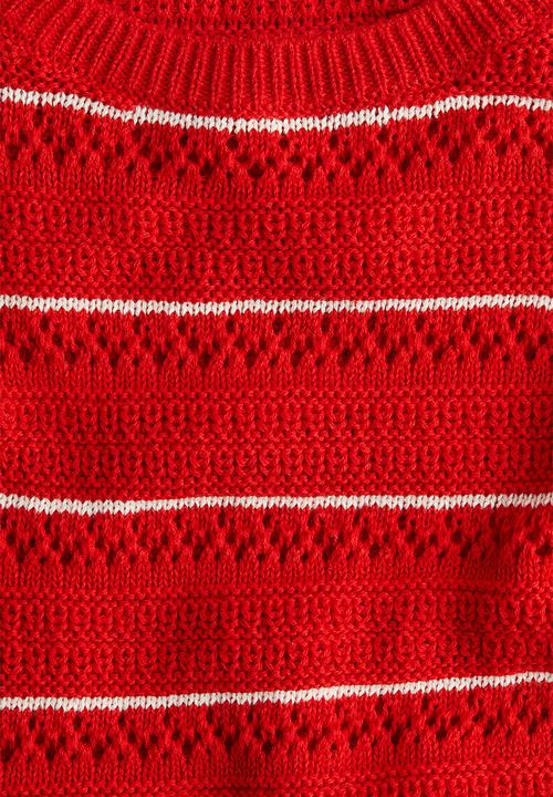 H&M - Pointelle-knit cotton jumper - red/striped 