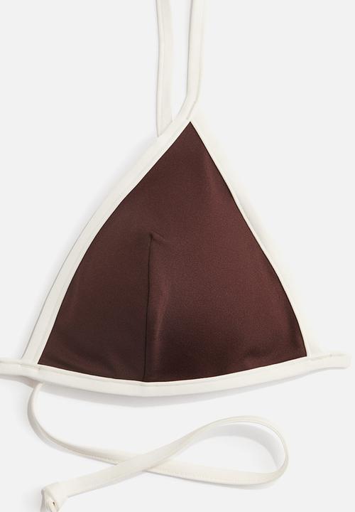 H&M - Padded triangle bikini top - dark brown & white