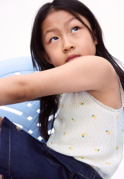 H&M - Pointelle cotton vest top - white lemons