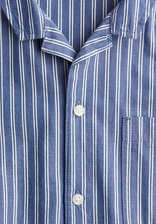 H&M - Poplin resort shirt - blue/striped