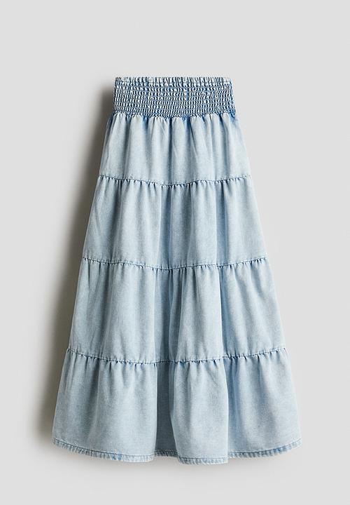 H&M - Tiered denim skirt - light denim blue