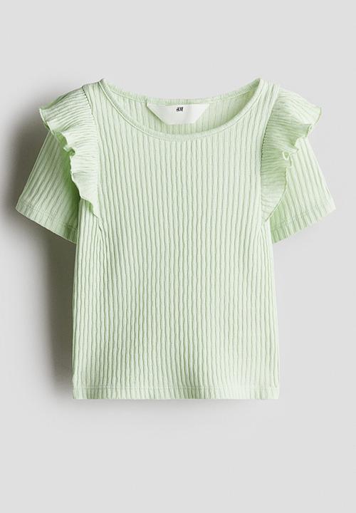 H&M - Flounce-trimmed cotton top - light green