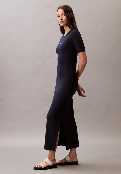 Calvin Klein - A - modal rib ss dress - dark sapphire
