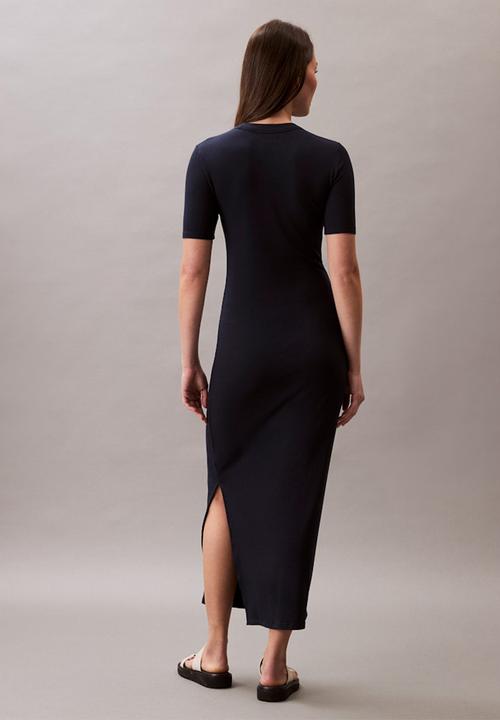 Calvin Klein - A - modal rib ss dress - dark sapphire