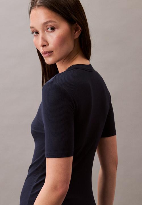 Calvin Klein - A - modal rib ss dress - dark sapphire