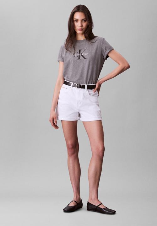 Calvin Klein - Hero ss classic monologo cneck tee - med grey heather