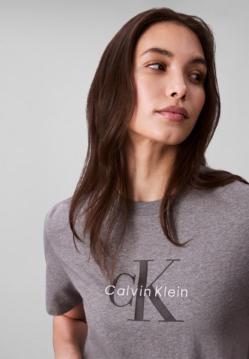 Calvin Klein - Hero ss classic monologo cneck tee - med grey heather