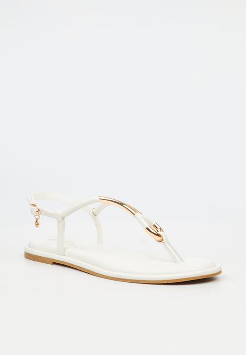 Miss Black - Kali 3 flat sandal - white