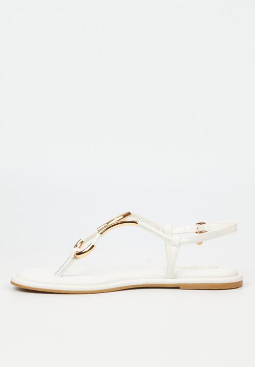 Miss Black - Kali 3 flat sandal - white