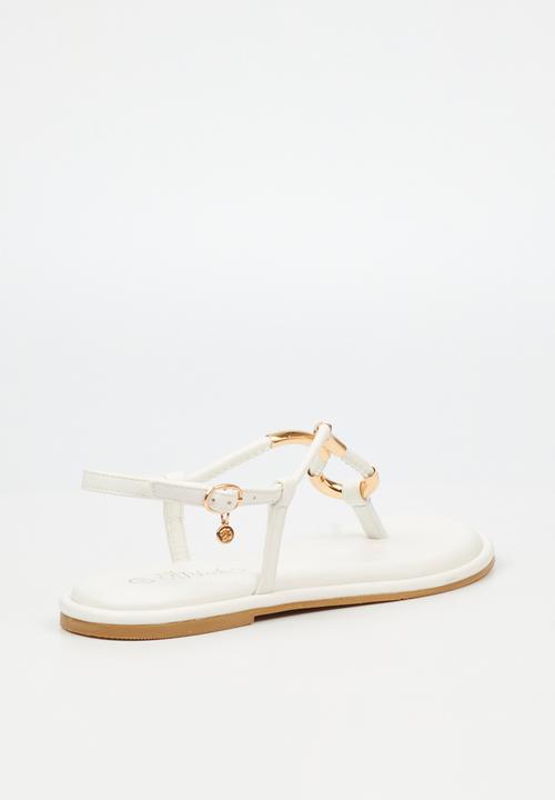 Miss Black - Kali 3 flat sandal - white