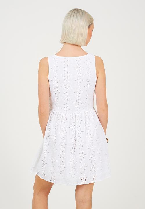 Brave Soul - Ladies Broiderie Dress - White