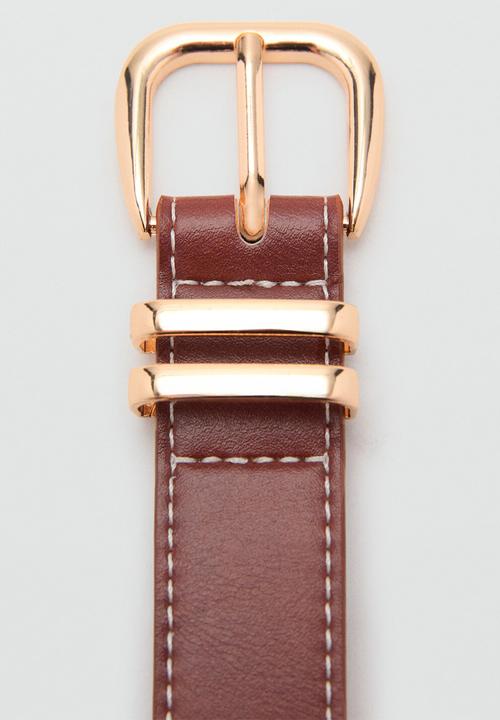 MANGO - Cinturon Bella Belt - Dark Brown