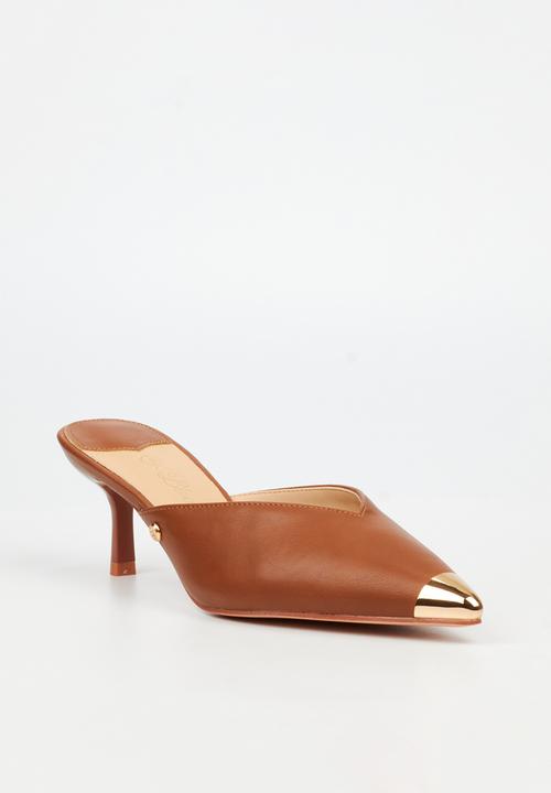 Miss Black - Volley 2 gold tip mule heel - tan