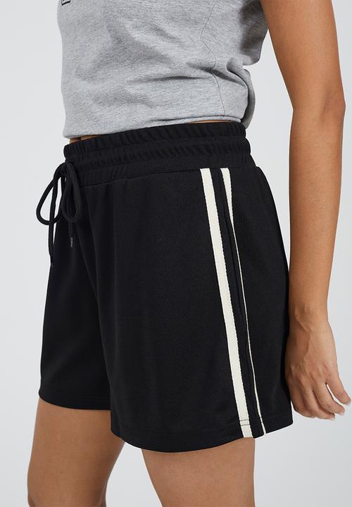 Brave Soul - Ladies Side Stripe Short - Black/Cream