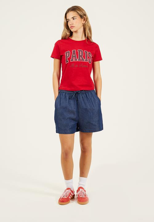 Brave Soul - Ladies Drawcord Chambray Shorts - Indigo