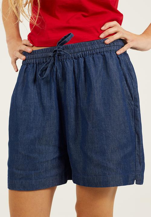 Brave Soul - Ladies Drawcord Chambray Shorts - Indigo