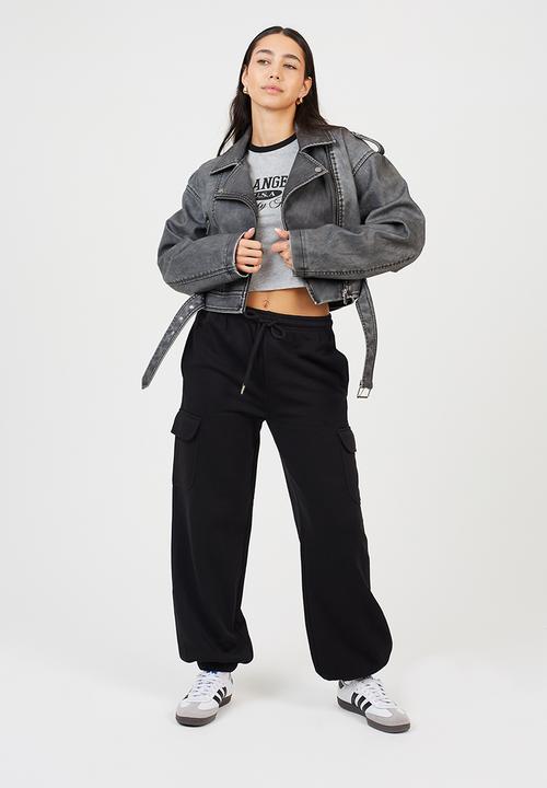 Brave Soul - Ladies Jersey Cargo Trousers - Black