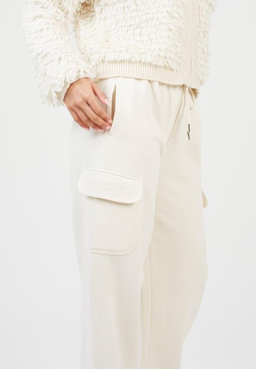 Brave Soul - Ladies Jersey Cargo Trousers - Cream