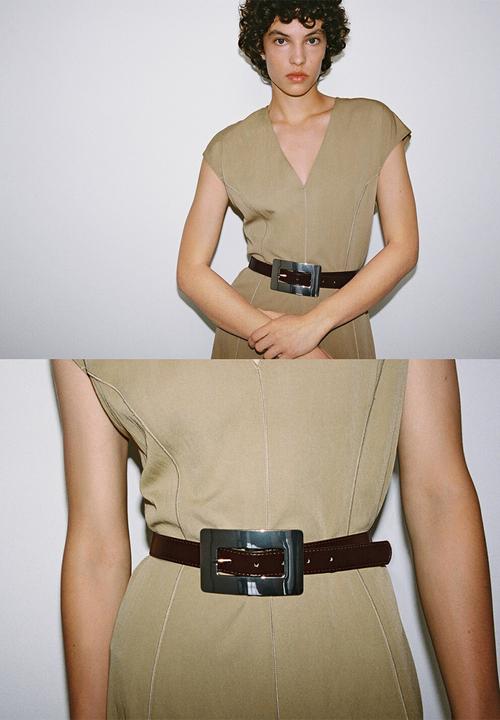 MANGO - Mirror belt-dark brown