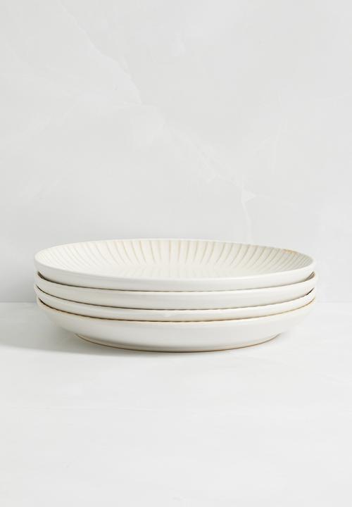 Excellent Houseware - Plate stoneware set of 4 - white