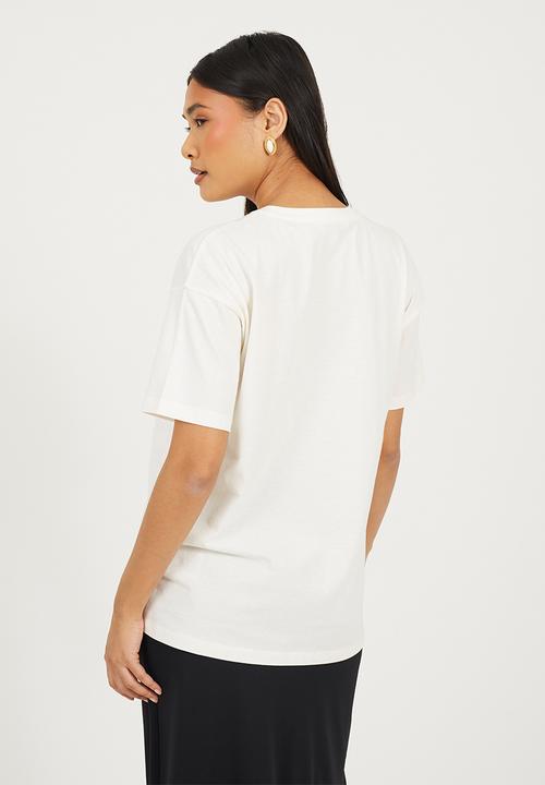 Brave Soul - Ladies Short Sleeve Crew Neck Graphic T-Shirt - Cream