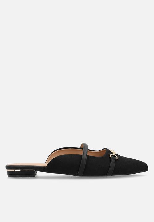 POLO - Pointed jacquard mule - black