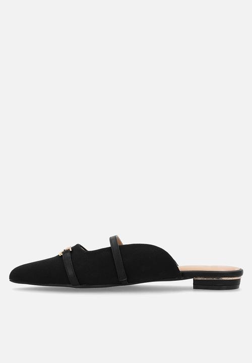 POLO - Pointed jacquard mule - black