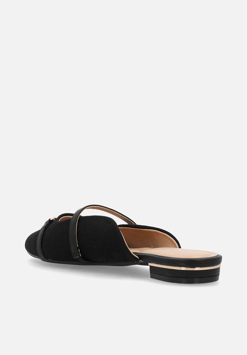 POLO - Pointed jacquard mule - black