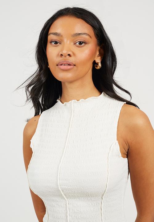 Brave Soul - Ladies Textured Jersey Vest - Cream