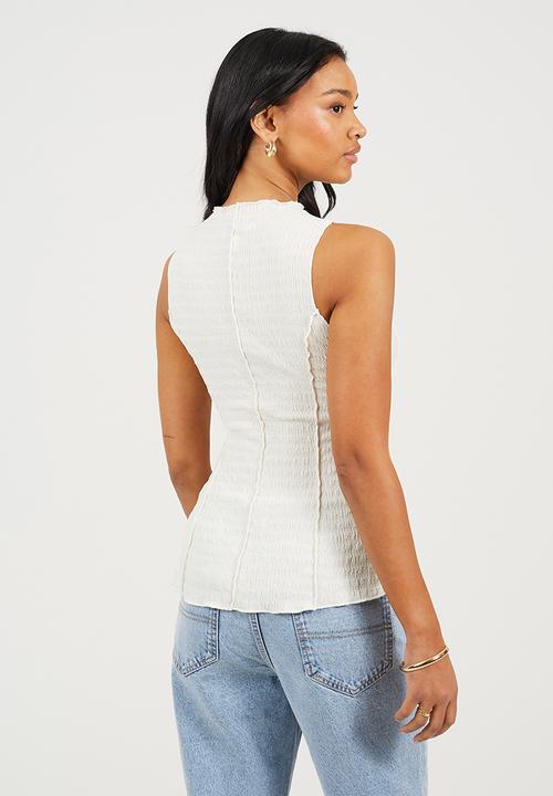 Brave Soul - Ladies Textured Jersey Vest - Cream