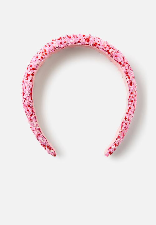 Cotton On - Sophia luxe headband - blush pink/heart sprinkles