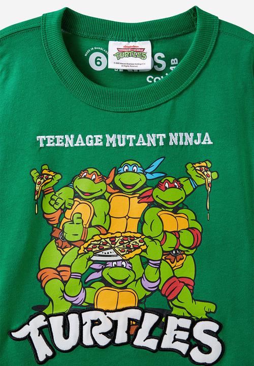 Cotton On - Licensed drop shoulder short sleeve tee - lcn nic deep mint/tmnt pizza