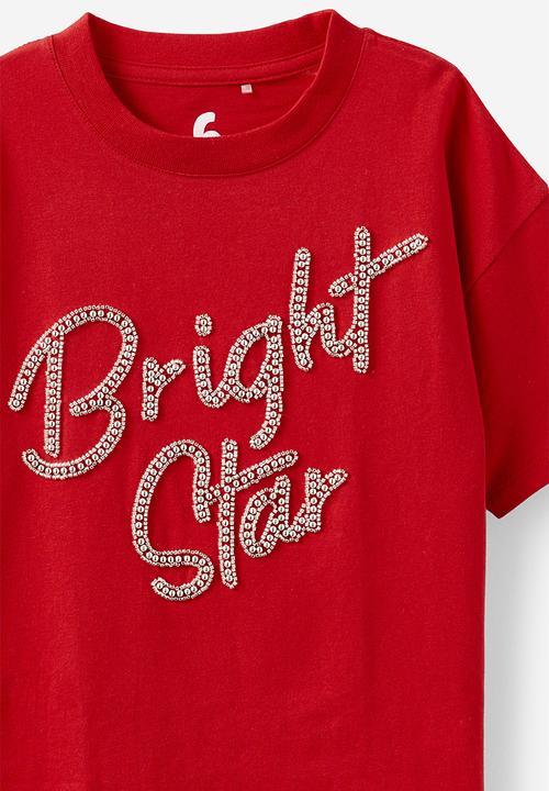 Cotton On - Livvy lux short sleeve tee - varsity red/bright star