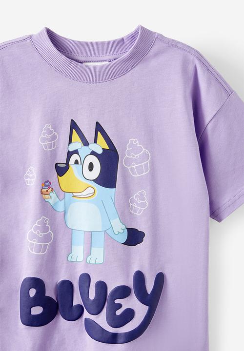 Cotton On - License drop shoulder short sleeve tee - lcn blu bluey cupcake/lilac mood