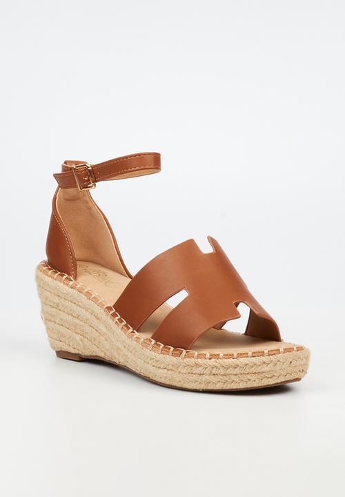 Miss Black - Jayda 11 h-cut rope wedge - tan