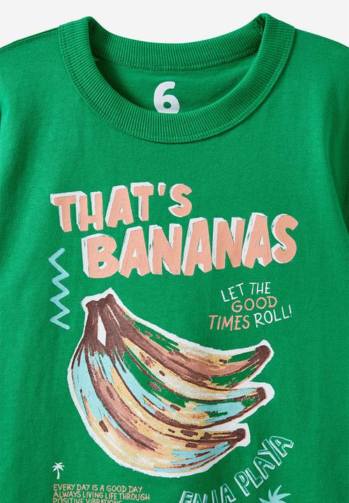 Cotton On - Jonny short sleeve graphic print tee - island green/thats bananas