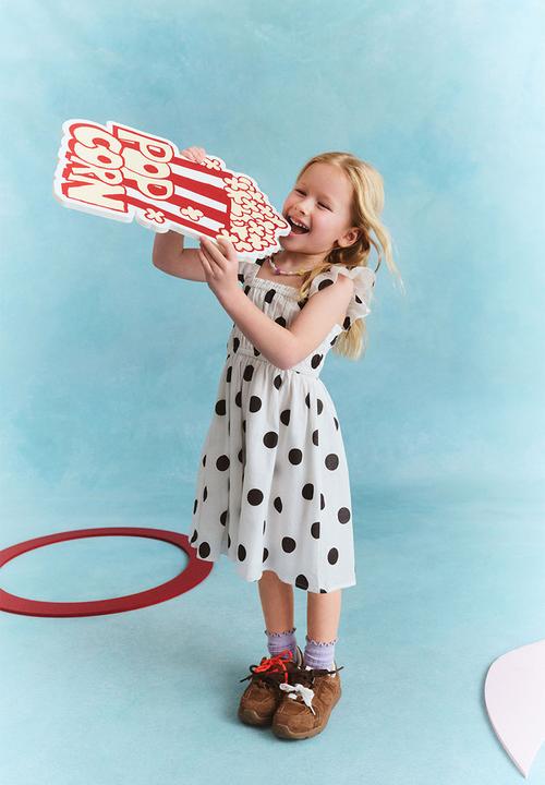 Cotton On - Frankie flutter sleeve dress - white/black spot