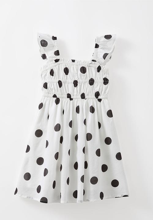 Cotton On - Frankie flutter sleeve dress - white/black spot