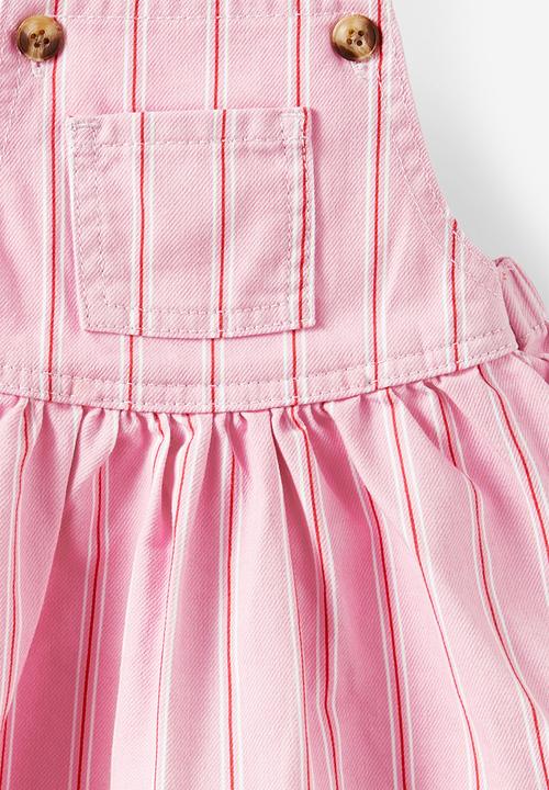 Cotton On - Peggy denim pinafore - blush pink/stripe