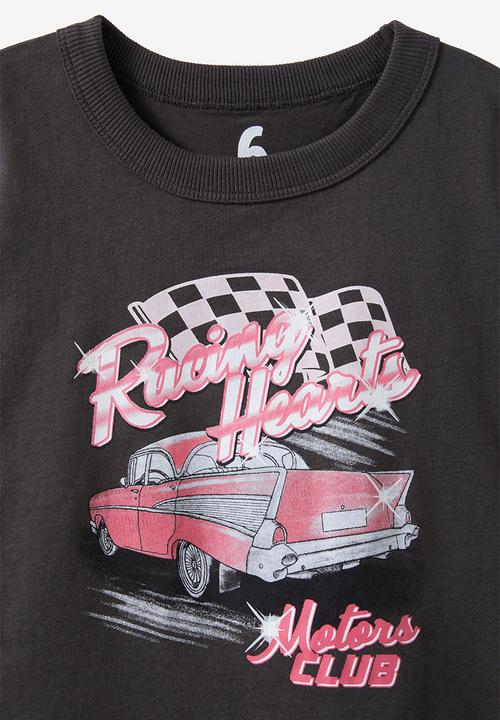 Cotton On - Poppy oversize graphic print tee - phantom/racer moto