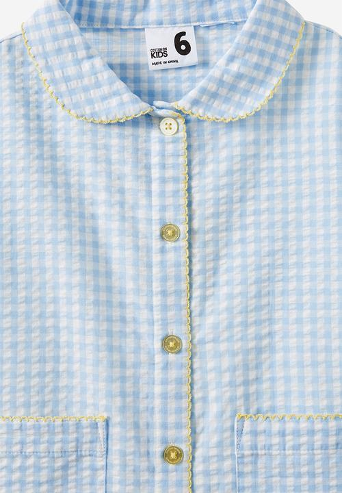 Cotton On - Betty short sleeve pyjama set - dawn blue/gingham