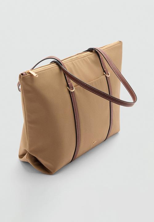 MANGO - Cobalt tote bag - light beige
