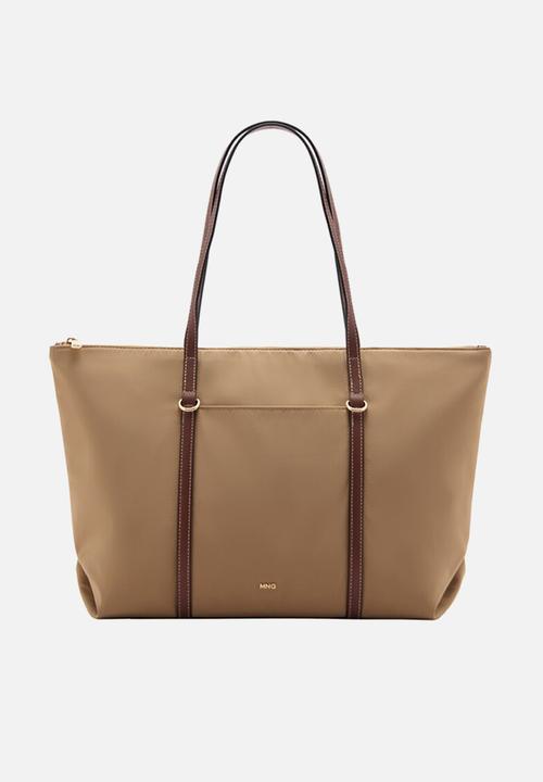 MANGO - Cobalt tote bag - light beige