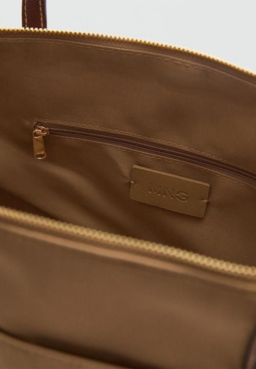 MANGO - Cobalt tote bag - light beige